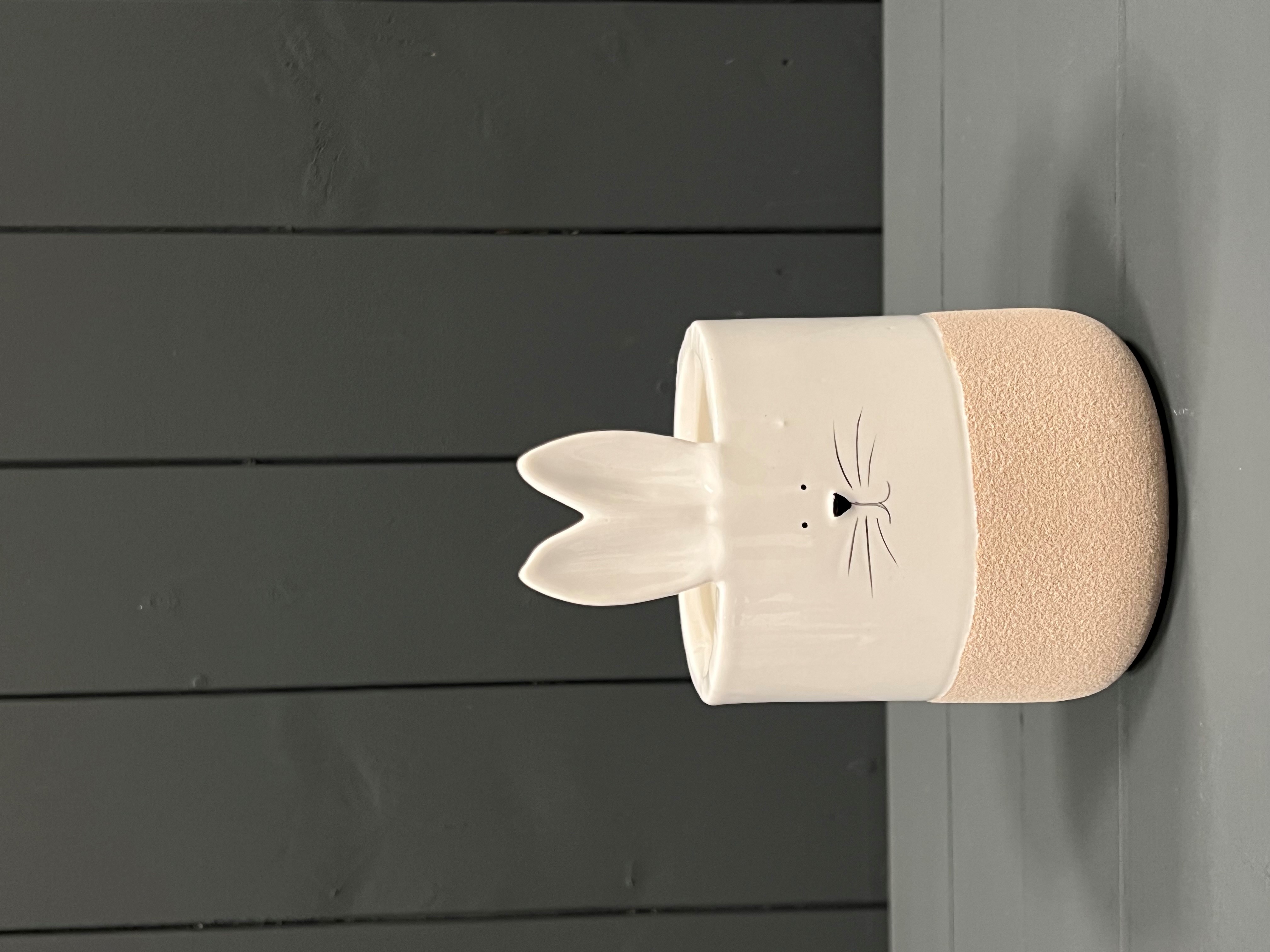 Small White Ceramic Rabbit Pot detail page